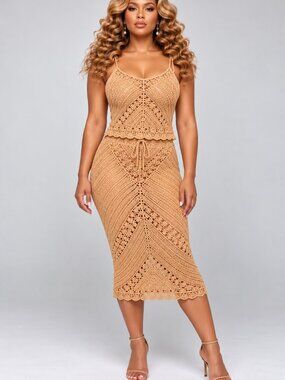 Beaded Crochet Top & Skirt Matching Set (NWT)